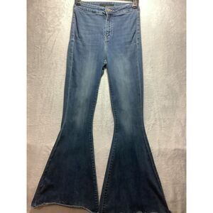 Flying Monkey High Rise Extreme Flare Jeans Size 23, L30 Stretch Raw Hem retro